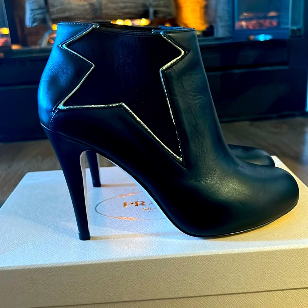 Ladies,  Valentino Red, black leather platform ankle boots.